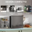 MINI FRIGORIFERO DA 46L CON SCOMPARTO PER GHIACCIO, PORTA REVERSIBILE, TEMPERATURA REGOLABILE, ARGENTO