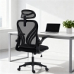 SEDIA DA UFFICIO ERGONOMICA CON BRACCIOLI RIBALTABILI, SUPPORTO LOMBARE E POGGIATESTA REGOLABILE, NERO