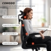 SEDIA DA UFFICIO ERGONOMICA CON BRACCIOLI RIBALTABILI, SUPPORTO LOMBARE E POGGIATESTA REGOLABILE, NERO