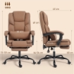 SEDIA DA UFFICIO RECLINABILE IN FINTA PELLE CON POGGIAPIEDI E ROTELLE, 65X67X111-119 CM, MARRONE