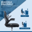 SEDIA DA UFFICIO CON SUPPORTO LOMBARE, ALTEZZA REGOLABILE E BRACCIOLI RIBALTABILI, 59X65X102-122 CM, NERO