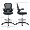 SEDIA DA UFFICIO CON SUPPORTO LOMBARE, ALTEZZA REGOLABILE E BRACCIOLI RIBALTABILI, 59X65X102-122 CM, NERO