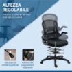 SEDIA DA UFFICIO CON SUPPORTO LOMBARE, ALTEZZA REGOLABILE E BRACCIOLI RIBALTABILI, 59X65X102-122 CM, NERO