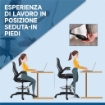 SEDIA DA UFFICIO CON SUPPORTO LOMBARE, ALTEZZA REGOLABILE E BRACCIOLI RIBALTABILI, 59X65X102-122 CM, NERO