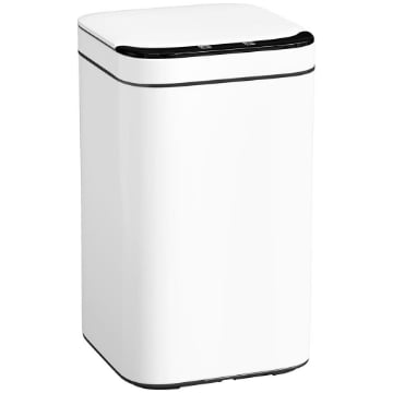 BIDONE PER IMMONDIZIA DA 13L CON SENSORE E SPAZIO PER DEODORANTI, IN ACCIAIO E PP, 24X24X41 CM, BIANCO E NERO