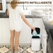 BIDONE PER IMMONDIZIA DA 13L CON SENSORE E SPAZIO PER DEODORANTI, IN ACCIAIO E PP, 24X24X41 CM, BIANCO E NERO