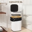 BIDONE PER IMMONDIZIA DA 13L CON SENSORE E SPAZIO PER DEODORANTI, IN ACCIAIO E PP, 24X24X41 CM, BIANCO E NERO