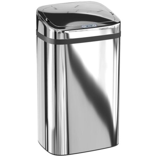 BIDONE PER RIFIUTI DA 30L CON SENSORE PER APERTURA E CHIUSURA AUTOMATICA, 33X25X57.5 CM, ARGENTO
