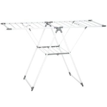 STENDIBIANCHERIA A 2 LIVELLI REGOLABILE SU 4 ALTEZZE, IN METALLO E PLASTICA, 156.5X61.5X97 CM, BIANCO