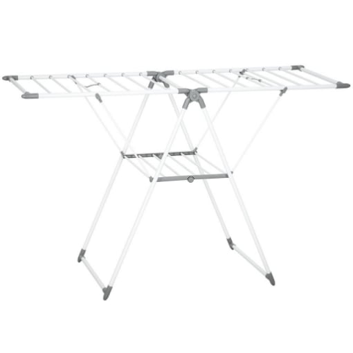 STENDIBIANCHERIA A 2 LIVELLI REGOLABILE SU 4 ALTEZZE, IN METALLO E PLASTICA, 156.5X61.5X97 CM, BIANCO