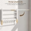 PORTASCIUGAMANI A PARETE PIEGHEVOLE CON 5 BARRE E 6 GANCI IN LEGNO E ACCIAIO, 60X32.5X20 CM, BIANCO