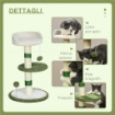 ALBERO TIRAGRAFFI CON LETTINO PER GATTI, 2 PALLINE, PIATTAFORMA E PALO IN SISAL, VERDE E BIANCO