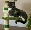 ALBERO TIRAGRAFFI CON LETTINO PER GATTI, 2 PALLINE, PIATTAFORMA E PALO IN SISAL, VERDE E BIANCO