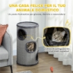 CUCCIA PER GATTI A 3 LIVELLI CON TIRAGRAFFI IN SISAL E PELUCHE, Ï38X70CM, GRIGIO