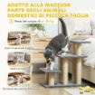 SCALETTA PER CANI E GATTI CON 3 SCALINI IN PELUCHE E PALI TIRAGRAFFI IN SISAL, CAPACITÓ 10 KG, GRIGIO