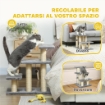 SCALETTA PER CANI E GATTI CON 3 SCALINI IN PELUCHE E PALI TIRAGRAFFI IN SISAL, CAPACITÓ 10 KG, GRIGIO