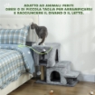 SCALETTA PER GATTI A 4 GRADINI REGOLABILE IN ALTEZZA CON 2 CASETTE, PALO TIRAGRAFFI E PALLINA, GRIGIO