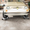 SET DI 2 CARRELLI SPOSTA AUTO IN METALLO ANTISCIVOLO CON RUOTE GIREVOLI E BLOCCABILI, ARGENTO
