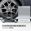 SET DI 2 CARRELLI SPOSTA AUTO IN METALLO ANTISCIVOLO CON RUOTE GIREVOLI E BLOCCABILI, ARGENTO