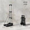CARRELLO PORTAPACCHI PIEGHEVOLE DA 40 KG CON 2 CINGHIE, MANIGLIA TELESCOPICA, ALLUMINIO E PLASTICA, NERO