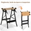 BANCO DA LAVORO PIEGHEVOLE CON 4 MORSE, RIGA E GONIOMETRO, PORTATA 150 KG, NERO E LEGNO