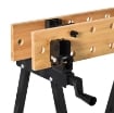 BANCO DA LAVORO PIEGHEVOLE CON 4 MORSE, RIGA E GONIOMETRO, PORTATA 150 KG, NERO E LEGNO