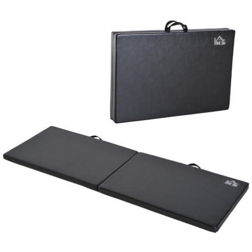 TAPPETINO DA GINNASTICA PIEGHEVOLE, MATERASSINO FITNESS SPESSO 5 CM E ANTISCIVOLO, 180X60X5 CM, NERO