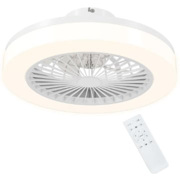 VENTILATORE A SOFFITTO CON LUCE LED REGOLABILE E 6 VELOCITÓ, IN PLASTICA E ACRILICO, Ï46X16 CM, BIANCO
