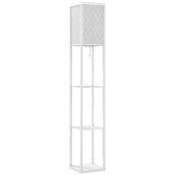 LAMPADA DA TERRA 2 IN 1 MODERNA CON 3 RIPIANI, ATTACCO E27, 26 X 26 X 160 CM, BIANCO
