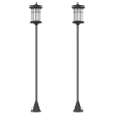 SET 2 LAMPIONI SOLARI CON 6H AUTONOMIA E ANCORAGGIO A TERRA, IN ACCIAIO INOX E ABS, 23.5X23.5X184 CM, NERO