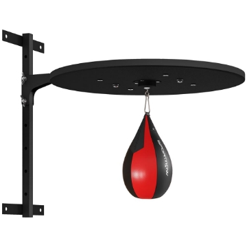PUNCHING BALL A MURO CON SPEED BAG GIREVOLE A 360¦ E REGOLABILE SU 7 ALTEZZE, NERO E ROSSO