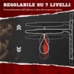 PUNCHING BALL A MURO CON SPEED BAG GIREVOLE A 360¦ E REGOLABILE SU 7 ALTEZZE, NERO E ROSSO