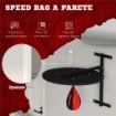 PUNCHING BALL A MURO CON SPEED BAG GIREVOLE A 360¦ E REGOLABILE SU 7 ALTEZZE, NERO E ROSSO