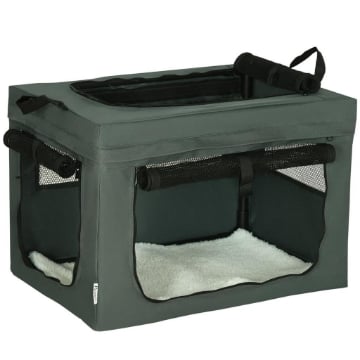TRASPORTINO PER CANI MINI E GATTI CON CUSCINO, SACCA DI TRASPORTO E PORTE A RETE, 60X42X42 CM, GRIGIO