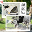 PASSEGGINO PER CANI PIEGHEVOLE CON CATARIFRANGENTI, RUOTE GIREVOLI, FRENI E CUSCINO LAVABILE, GRIGIO