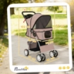 PASSEGGINO PER CANI PIEGHEVOLE CON CATARIFRANGENTI, RUOTE GIREVOLI, FRENI E CUSCINO LAVABILE, CAFFÈ