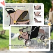 PASSEGGINO PER CANI PIEGHEVOLE CON CATARIFRANGENTI, RUOTE GIREVOLI, FRENI E CUSCINO LAVABILE, CAFFÈ