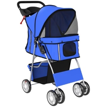 PASSEGGINO PER CANI CARROZZINA PER CANI GATTI PIEGHEVOLE FINO A 10KG, BLU