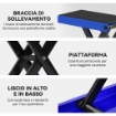 CAVALLETTO ALZAMOTO PIEGHEVOLE E ANTISCIVOLO IN ACCIAIO E GOMMA, 41.5X23.5X10-37 CM, BLU E NERO
