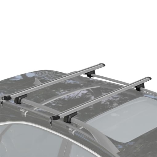 BARRE PORTATUTTO PER AUTO DA 75 KG CON BLOCCO E CHIAVI DI SICUREZZA, IN ALLUMINIO E ABS, 135.3X5.7X7 CM, ARGENTO