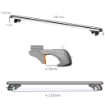 BARRE PORTATUTTO PER AUTO DA 75 KG CON BLOCCO E CHIAVI DI SICUREZZA, IN ALLUMINIO E ABS, 135.3X5.7X7 CM, ARGENTO