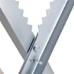 CAVALLETTO TAGLIALEGNA PIEGHEVOLE E TRIANGOLARE IN METALLOCON DENTI SEGHETTATI, 83X83X79 CM, ARGENTO