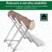 CAVALLETTO TAGLIALEGNA PIEGHEVOLE E TRIANGOLARE IN METALLOCON DENTI SEGHETTATI, 83X83X79 CM, ARGENTO