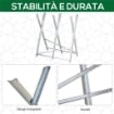 CAVALLETTO TAGLIALEGNA PIEGHEVOLE E TRIANGOLARE IN METALLOCON DENTI SEGHETTATI, 83X83X79 CM, ARGENTO