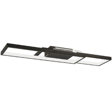 Lampada da soffitto a LED Malling, dimmerabile, in metallo/legno/plastica, colore nero/naturale/bianco, lampada dal design moderno, 40 Watt, 2100