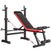 PANCA FITNESS CON RACK PER PESI, SCHIENALE E SEDILE REGOLABILI, DIP STATION, CAPACITÓ 420 KG