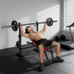 PANCA FITNESS CON RACK PER PESI, SCHIENALE E SEDILE REGOLABILI, DIP STATION, CAPACITÓ 420 KG