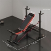 PANCA FITNESS CON RACK PER PESI, SCHIENALE E SEDILE REGOLABILI, DIP STATION, CAPACITÓ 420 KG