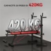 PANCA FITNESS CON RACK PER PESI, SCHIENALE E SEDILE REGOLABILI, DIP STATION, CAPACITÓ 420 KG