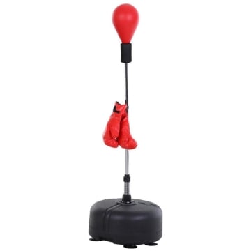 PUNCHING BALL CON ALTEZZA REGOLABILE E GUANTI INCLUSI, ?48X136-154CM, ROSSO